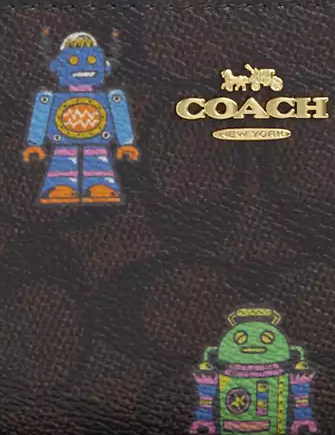 Coach Cosmic Coach Long Zip Around Wallet In Signature Canvas With Robot Print - Image 4