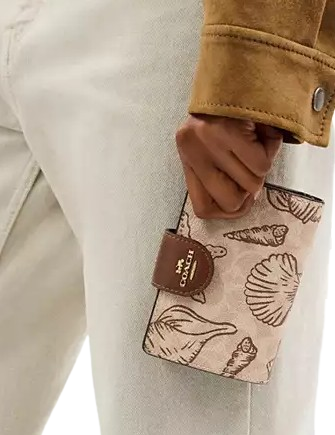 Coach Medium Corner Zip Wallet In Signature Canvas With Shell Print - Image 3