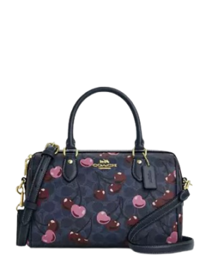 Coach Rowan Satchel Bag In Signature Canvas With Cherry Print
