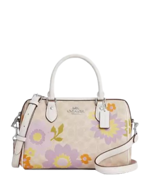Coach Rowan Satchel Bag In Signature Canvas With Floral Print