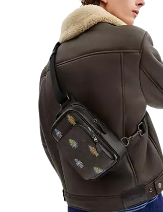 Coach Cosmic Coach Racer Sling Pack In Signature Canvas With Robot Print - Image 2