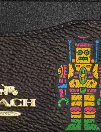 Coach Cosmic Coach Slim Id Card Case In Signature Canvas With Robot Print - Image 2