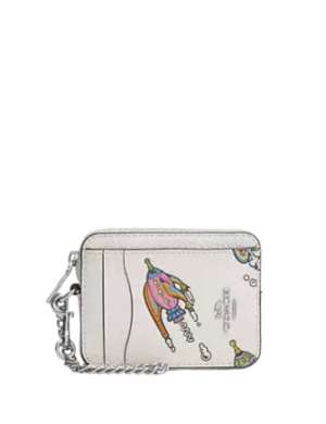 Coach Cosmic Coach Zip Card Case With Rocket Print