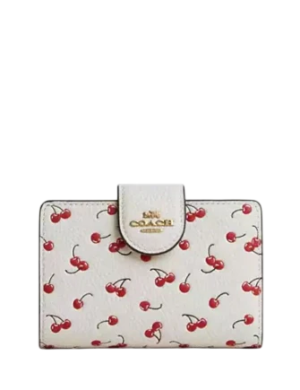 Coach Medium Corner Zip Wallet With Cherry Print