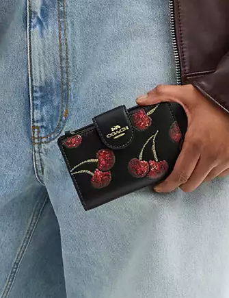 Coach Medium Corner Zip Wallet With Cherry Print - Image 2