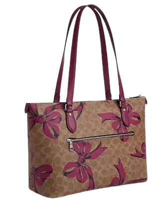 Coach Gallery Tote Bag In Signature Canvas With Bow Print - Image 3