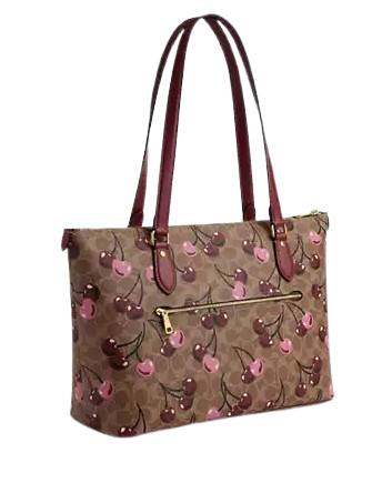 Coach Gallery Tote Bag In Signature Canvas With Cherry Print - Image 3