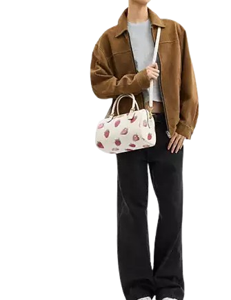Coach Rowan Satchel Bag With Strawberry Print - Image 4