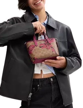 Coach City Mini Tote Bag In Signature Canvas With Bow Print - Image 4