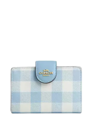 Coach Medium Corner Zip Wallet With Gingham Print