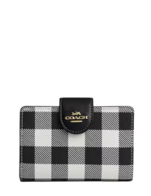 Coach Medium Corner Zip Wallet With Gingham Print