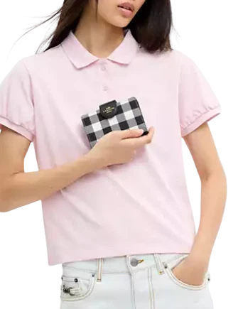 Coach Medium Corner Zip Wallet With Gingham Print - Image 2
