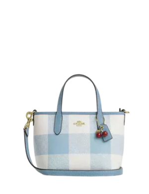 Coach City Mini Tote Bag With Gingham Print And Charm
