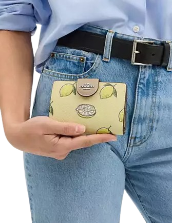Coach Medium Corner Zip Wallet With Lemon Print - Image 3