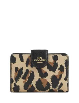Coach Medium Corner Zip Wallet With Leopard Print