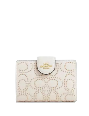 Coach Medium Corner Zip Wallet With Signature Rivets
