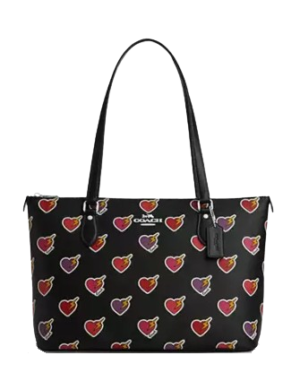 Coach Gallery Tote Bag With Heart Bolt Print