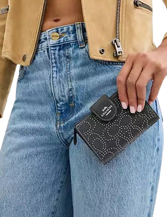 Coach Medium Corner Zip Wallet With Signature Rivets - Image 4