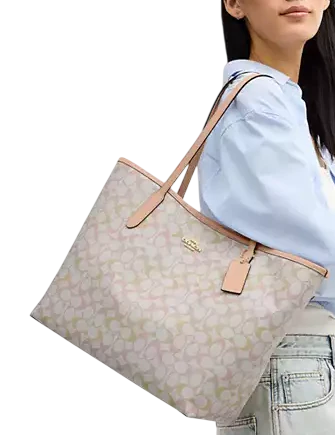 Coach City Tote Bag In Pretty Signature Canvas - Image 3