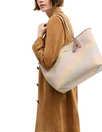 Coach City Tote Bag In Rainbow Signature Canvas - Image 4