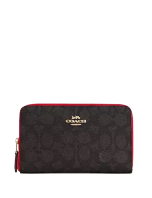 Coach Medium Id Zip Wallet In Signature Canvas