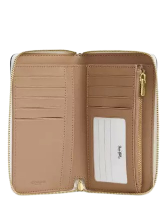 Coach Medium Id Zip Wallet In Signature Canvas With Varsity Stripe - Image 3