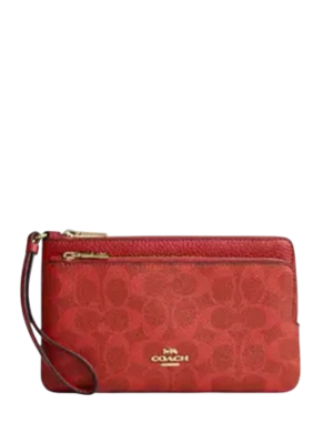 Coach Double Zip Wallet In Signature Canvas