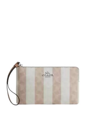 Coach Large Corner Zip Wristlet In Signature Canvas