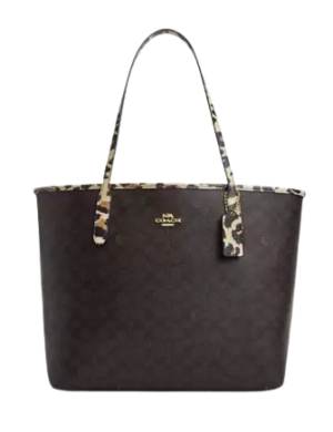Coach City Tote Bag In Signature Canvas With Leopard Print