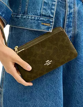 Coach Double Zip Wallet In Signature Canvas - Image 2