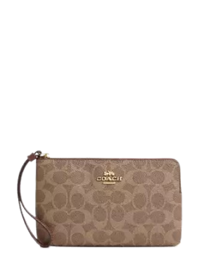 Coach Large Corner Zip Wristlet In Signature Canvas