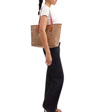 Coach City Tote Bag In Signature Canvas With Orange Print - Image 4