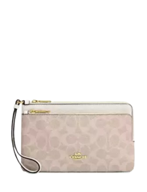 Coach Double Zip Wallet In Signature Canvas