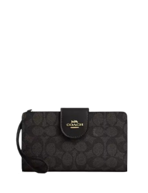 Coach Phone Wallet In Signature Canvas
