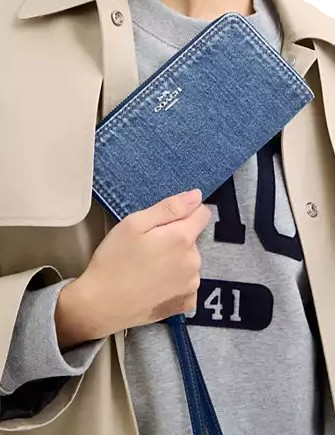 Coach Long Zip Around Wallet In Denim - Image 3