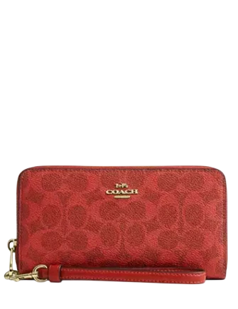 Coach Long Zip Around Wallet In Signature Canvas