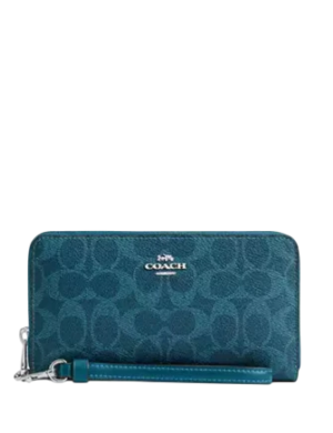 Coach Long Zip Around Wallet In Signature Canvas