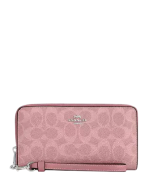 Coach Long Zip Around Wallet In Signature Canvas