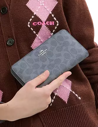 Coach Long Zip Around Wallet In Signature Canvas - Image 2