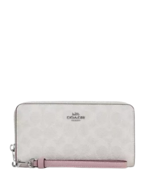 Coach Long Zip Around Wallet In Signature Canvas