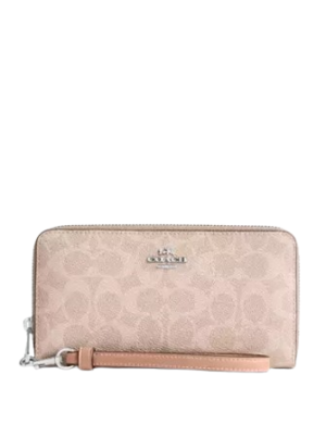 Coach Long Zip Around Wallet In Signature Canvas