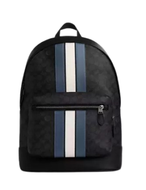 Coach West Backpack In Signature Canvas With Varsity Stripe