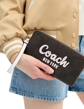 Coach Long Zip Around Wallet In Signature Canvas With Coach Graphic - Image 4