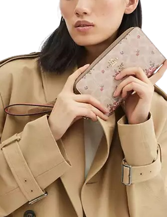 Coach Long Zip Around Wallet In Signature Canvas With Floral Print - Image 4
