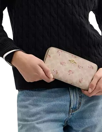 Coach Long Zip Around Wallet In Signature Canvas With Floral Print - Image 3