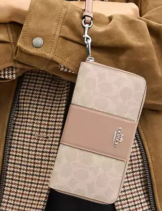 Coach Long Zip Around Wallet In Signature Canvas With Stripe - Image 2