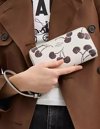 Coach Long Zip Around Wallet With Cherry Print - Image 2