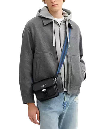 Coach Racer Crossbody Bag In Signature Canvas With Varsity Stripe Webbing - Image 4