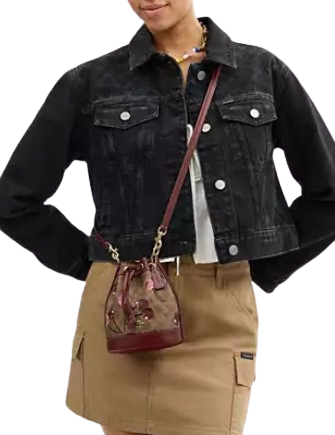 Coach Mini Bucket Bag In Signature Canvas With Cherry Print - Image 2