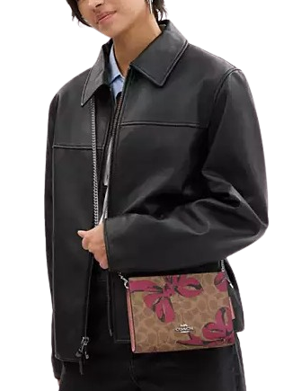 Coach Slim Crossbody Bag In Signature Canvas With Bow Print - Image 4